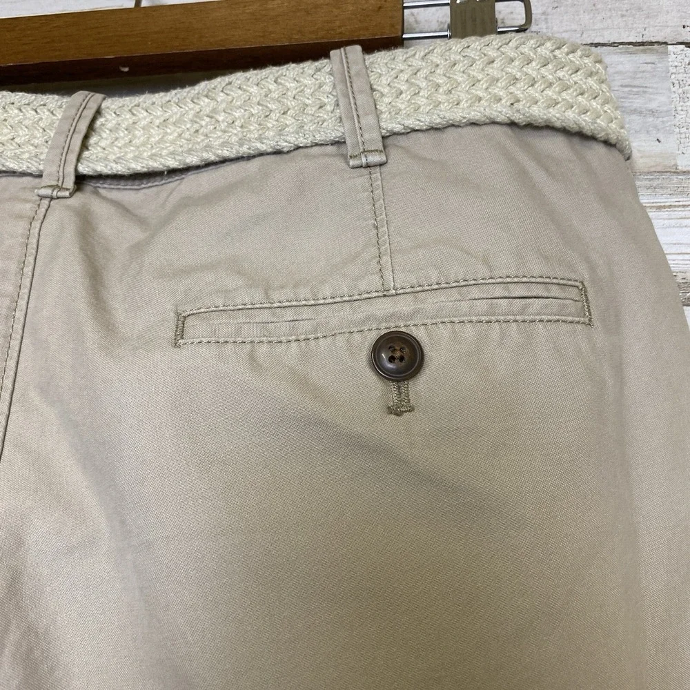Express Classic Fit Chino Shorts Sz 30 Beige 100% Cotton Flat Front Braided Belt